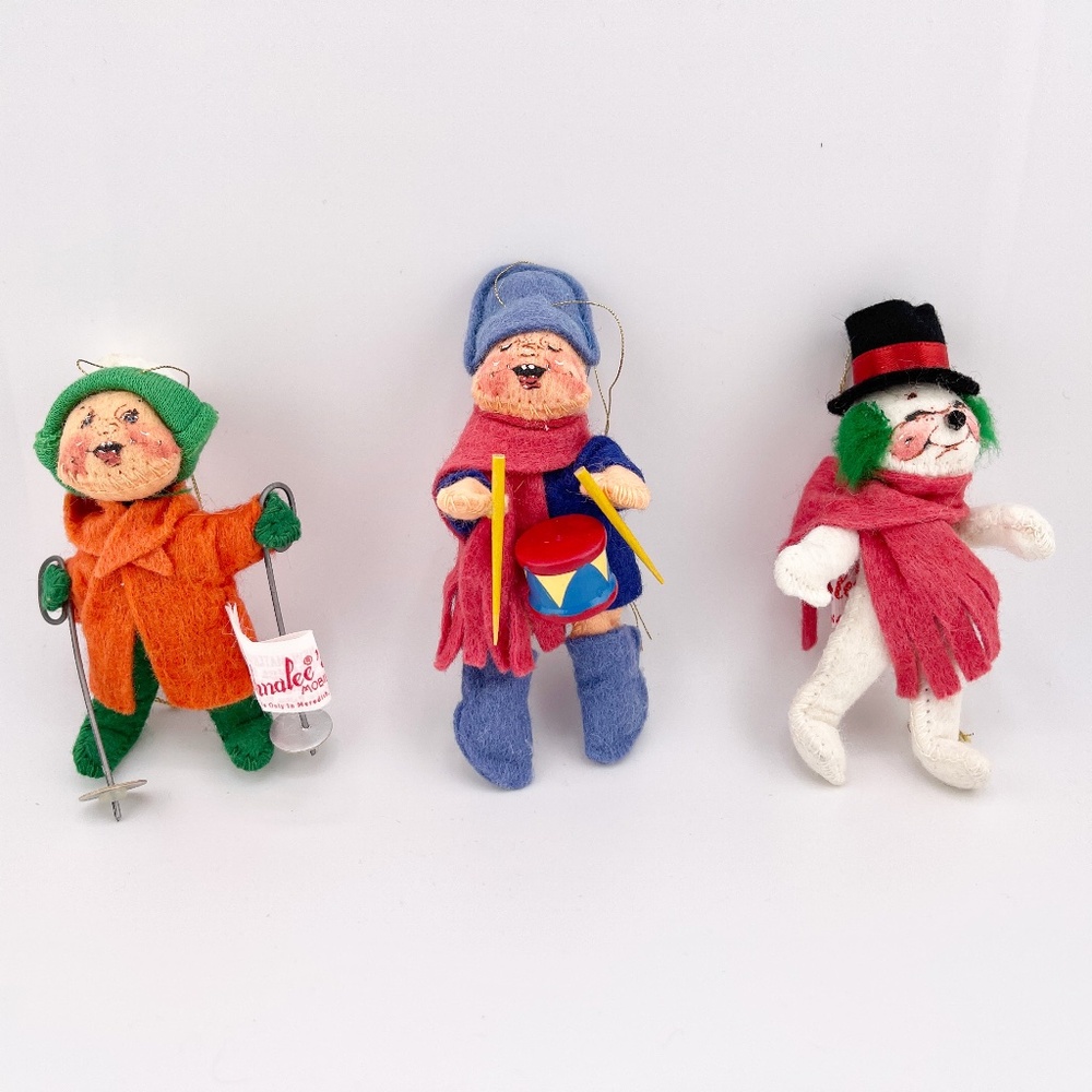 ⭐ Annalee Christmas Ornaments – 1985, 1989 & 1990 (Set of 3)